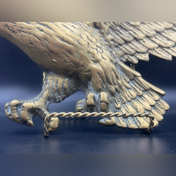 Mid-Century Modern Brass Cast Eagle Wall Decor- Soaring Eagle Metal Wall Hanging - Picture 3 of 7